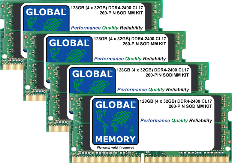128GB (4 x 32GB) DDR4 2400MHz PC4-19200 260-PIN SODIMM MEMORY RAM KIT FOR LAPTOPS/NOTEBOOKS